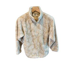 Black Mountain Tan White Full Zip Fleece Jacket Sz XS